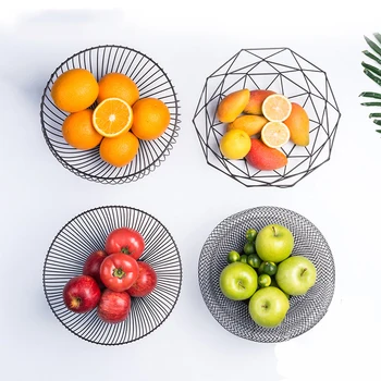 

Wrought Iron Hollow Storage Basket Round Wire Fruit Snack Organizer For Desktop Living Room Kitchen Decoration Baskets Durable
