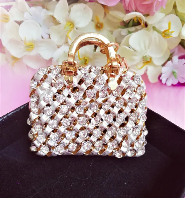 

Min.$15 (Mixed Order) crystal bag stripe silver keychain Pendant Charms Rhinestones cell phone case DIY Alloy Decoration