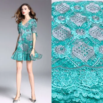 

Green grey african lace fabric 2019 high quality lace french mesh fabric beaded stones nigerian swiss lace fabrics for dress