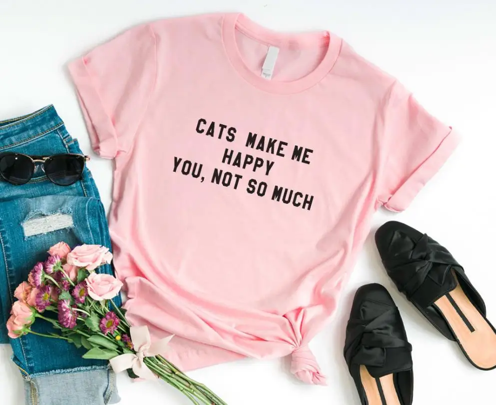 القطط تجعلني سعيد خطابات المرأة التي شيرت القطن عارضة مضحك t قميص لسيدة يونغ فتاة أعلى المحملة هبوط السفينة s-192 القطط تجعلني سعيد خطابات المرأة التي شيرت القطن عارضة مضحك t قميص لسيدة يونغ فتاة أعلى المحملة هبوط السفينة s-192