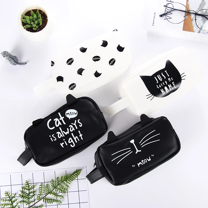 

Large Capacity White Cat Pencil Case Super Big Silica Gel Students School Supplies Stationery Gifts