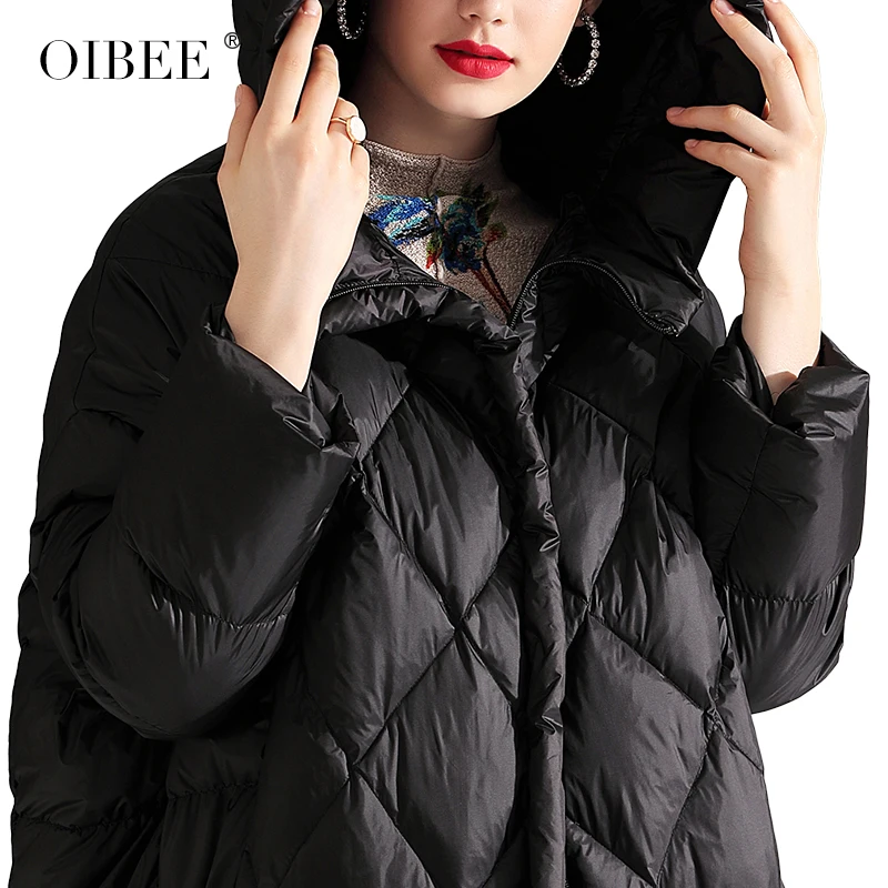 OIBEE2019 зимняя женская новая модная утолщенная Свободная куртка-пуховик с воротником-стойкой сзади, пальто, толстое теплое пальто с капюшоном