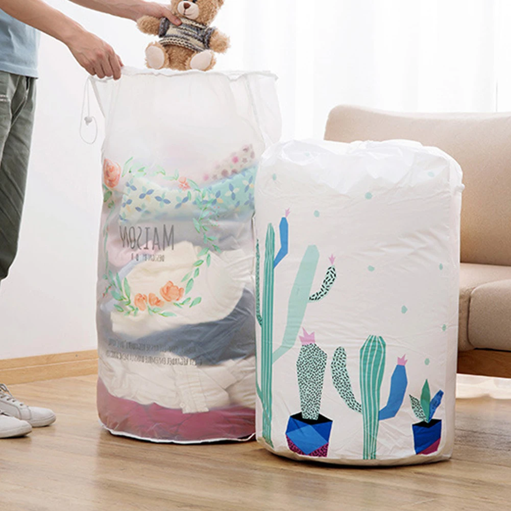 Drawstring Foldable PEVA Quilt Organizer Durable Large Capacity Pouches