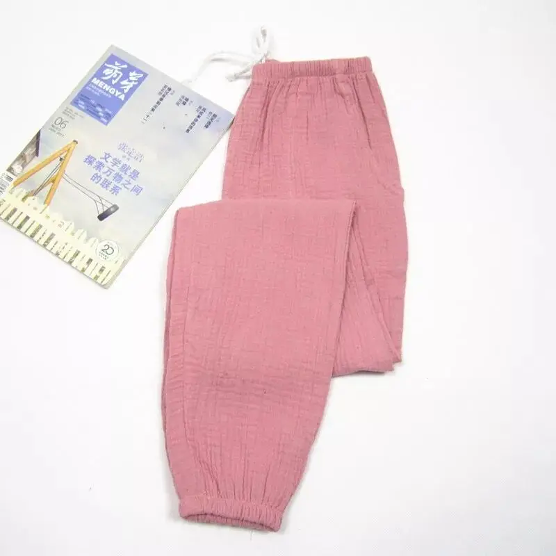 Женские штаны, хлопок, плиссированная ткань, штаны для сна, пижамные брюки, одноцветные женские пижамные штаны, женская одежда для отдыха, Pijama Mujer