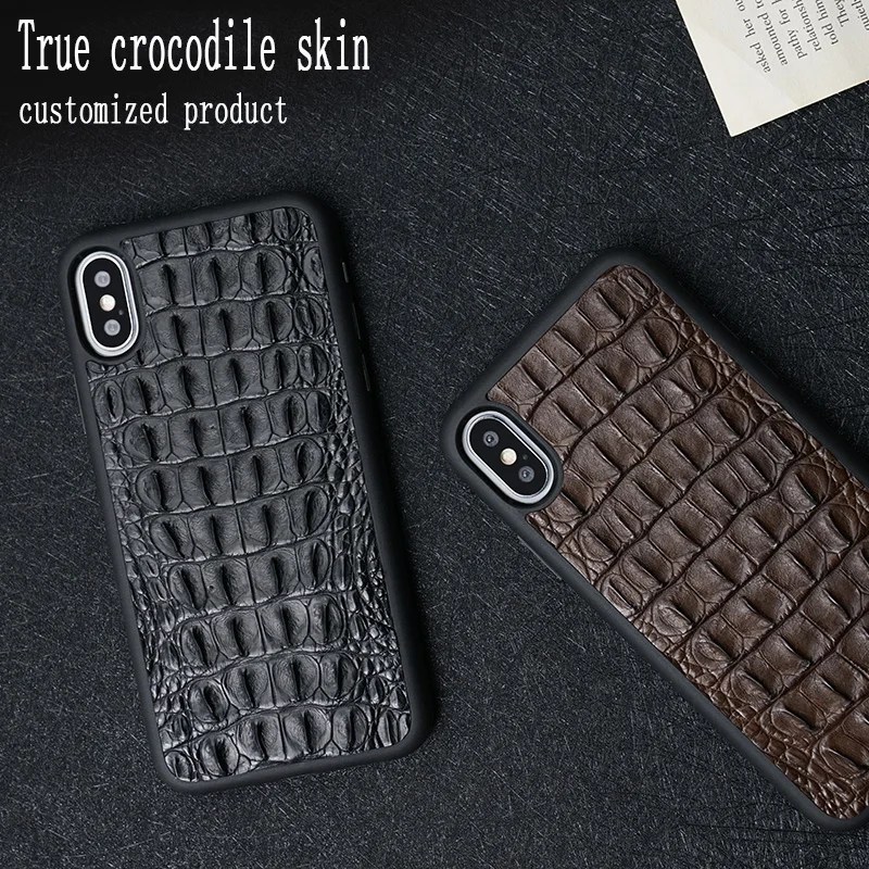 

LANGSIDI 100% natural Crocodile skin phone case for iphone X XS XR All inclusive soft shell protective case for iphone 7 case