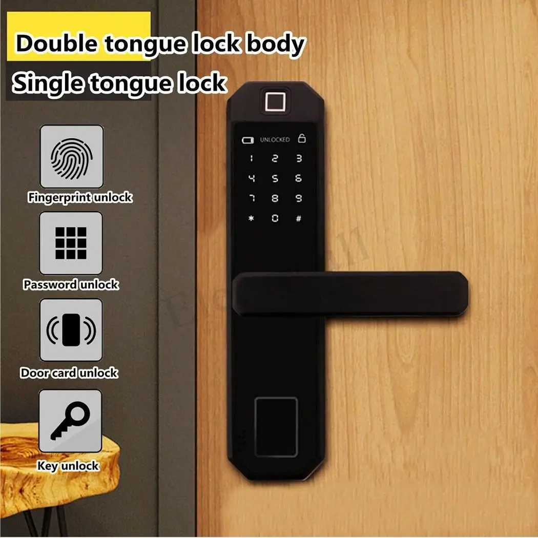 

Indoor Wooden Door Fingerprint Lock Home Security Door 500DPI Lock Smart Lock Double tongue, Single tongue