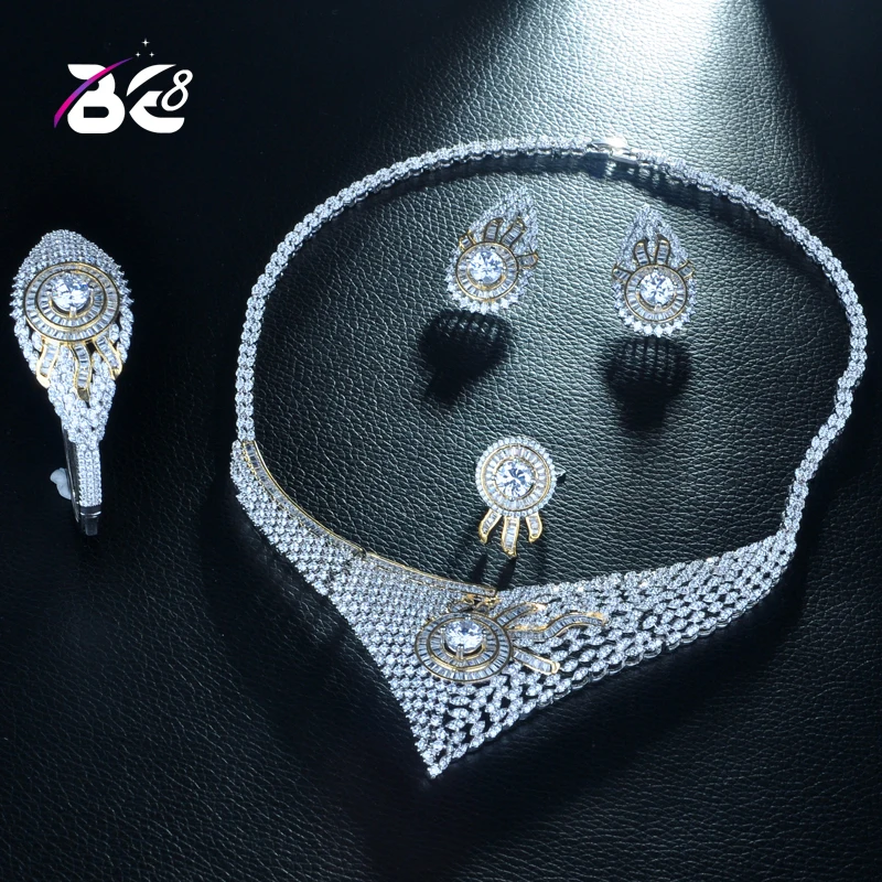 Worden 8 Nieuwste Elegent Ketting 4 stuks Bruiloft Set Geometrische Ontwerp Nigeriaanse Jurk Accessoires Sieraden Set Dubai Meisjes Party S265