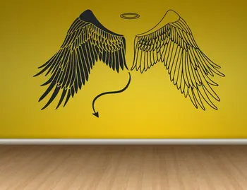 

Angel Demon Evil Wings Heaven Hell Paradise Wall Sticker Vinyl Home Room Interior Decoration Mural Self Adhesive Decal 3346