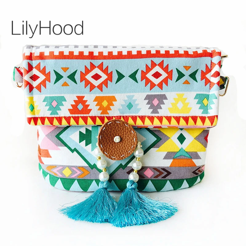 LilyHood Женская холщовая печать широкий ремень сумка на плечо племенная Ибица