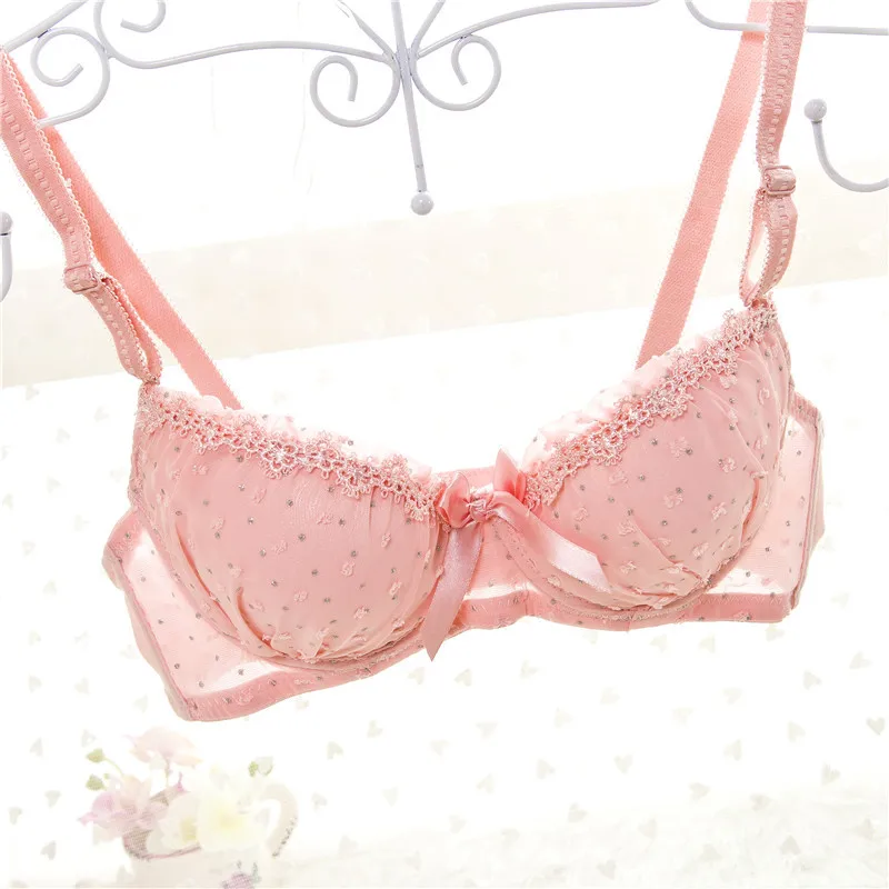 Japanese cute pink bra and sexy V gather small chest girls underwear ...