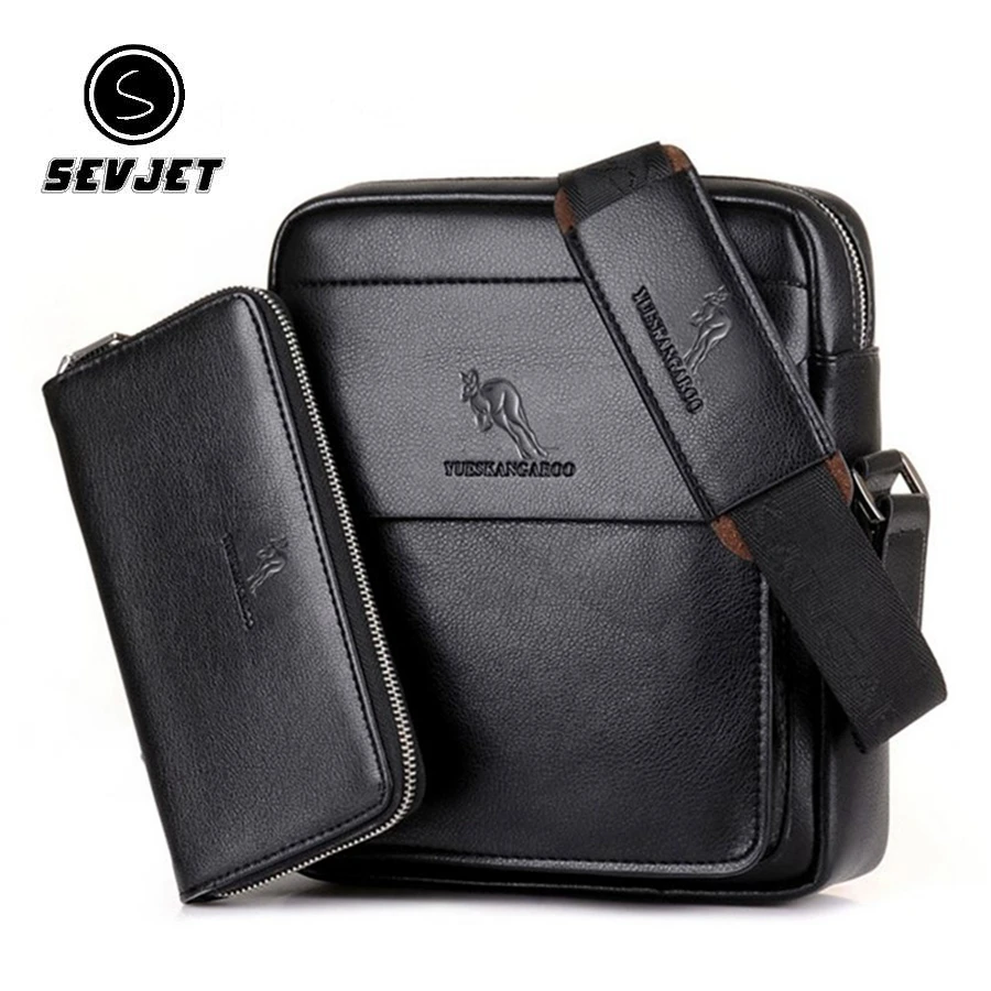 KANGAROO Brand New PU Leather Men Crossbody Bags Solid Shoulder Bags