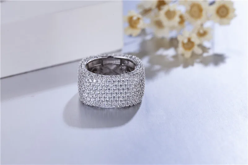 Роскошные Квадратные Кольца из стерлингового серебра 925 для женщин Свадебные ювелирные изделия для женщин проложить Установка полный 420 шт имитация алмаза платина