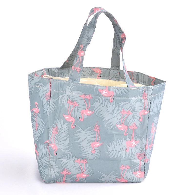 Сумка для ланча с принтом Фламинго кактуса, Детская сумка с изоляцией для бутылки молока, переносная сумка для путешествий, теплая Термосумка для еды - Цвет: flamingo blue