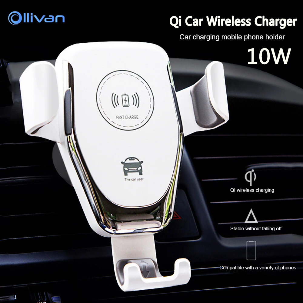 Qi Wireless Charger Car Holder for Xs Max XR X for Samsung Intelligent Infrared Sensor Fast Wirless Charging Car Phone Holder