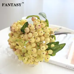 Фэнтези 45 глав желтый и зеленый цвета искусственные ягоды пены тычинки мелкие бобы букет искусственных цветов ложным фрукты растений для