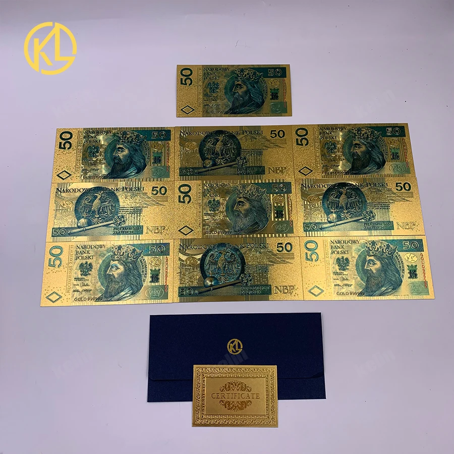 10 шт./лот Польша валюта изображение 24 К позолоченный купюра банкнота 500 PLN для чистого золота plastic Money Woth Collection