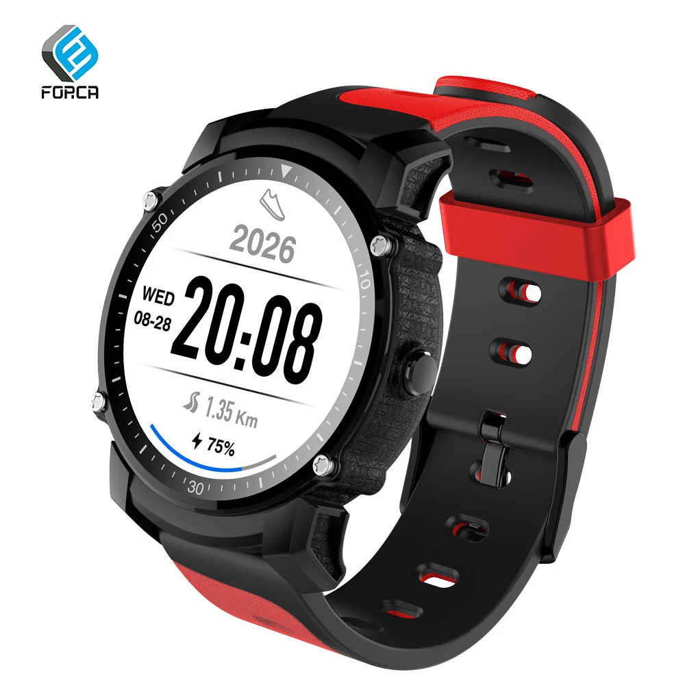 

FORCA FS08 Red Watchband Smart Watch Round Touch Screen Sedentary Message Call Reminder GPS Compass Hiking Travel for Women