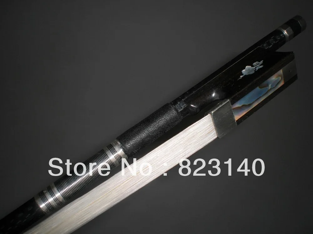 

1 PCs Nice 4/4 Strong Carbon Fiber Bow with Flower inlay White mogolia bow hair 2006#