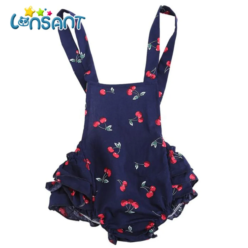 

LONSANT Cute Sweet Baby Infant Girls Cherry Ruffles Romper Birthday Party Outfits Jumpsuit Summer Baby Clothes