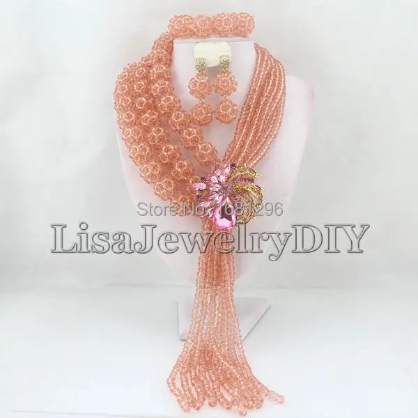 

Fashion Crystal Ball Costume Jewellery Nigerian Wedding African Beads Jewelry Sets HD1023