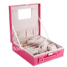 Free shipping Birthday princess fashion wedding gift jewelry box earrings necklaces automatic leather jewelry box gift box