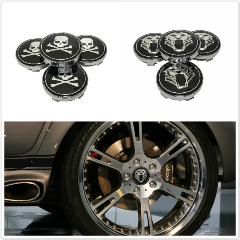 Buy 4pcs Tiger & Skull Car styling Rim Wheel Center