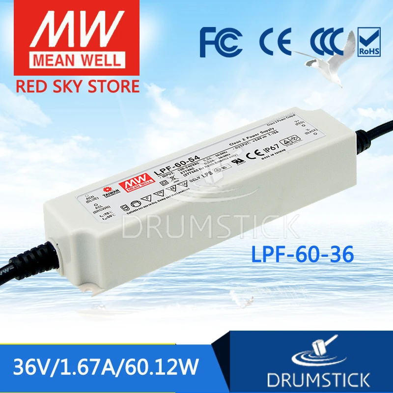 

Worthwhile Free shipping MEAN WELL LPF-60-36 2Pcs 36V 1.67A meanwell LPF-60 36V 60.12W Single Output LED Switching Power Supply