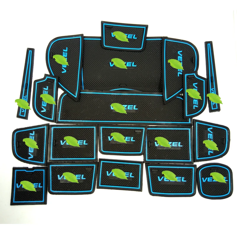 

Free Shipping High Quality Silica Gel Door Groove Mat Gate slot mat Cup Non-slip mat For 2014-2016 Honda Vezel HRV HR-V 19Pcs