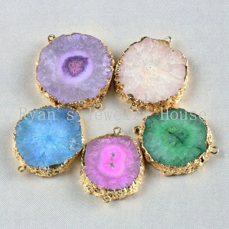 S003-1 mixed color quartz druzy flower connector