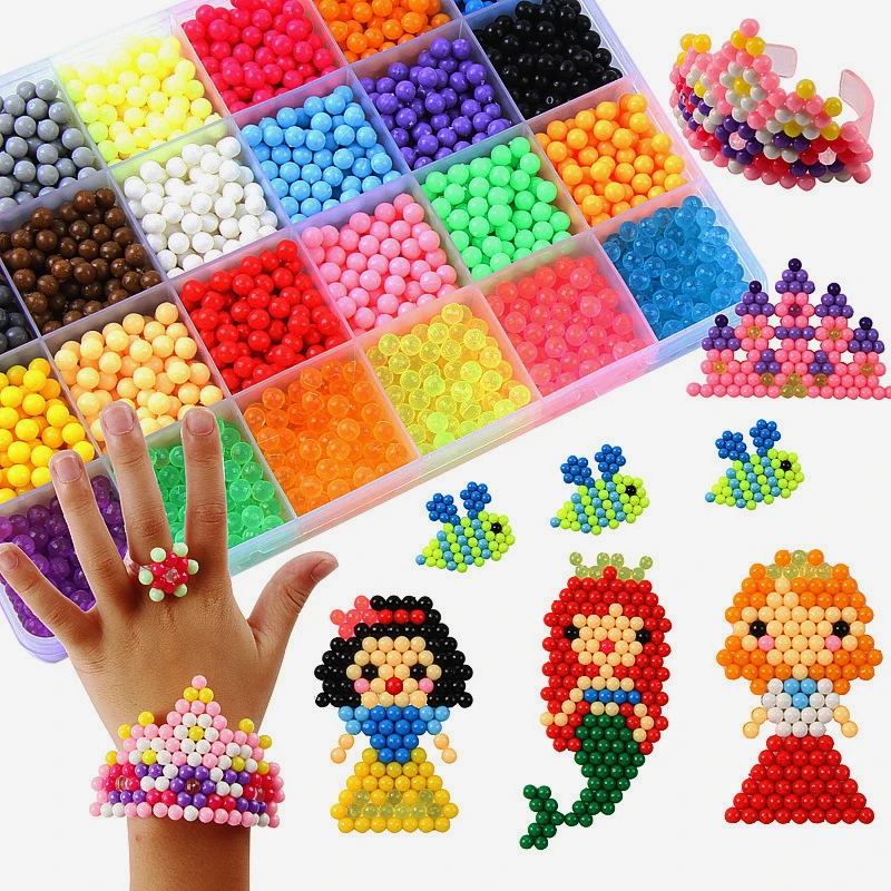 

6000pcs 30 Colors 3D Puzzle Crystal Beads DIY Beads Water Spray Set Ball Games Handmade Magic Toys For Children 1000 Pieces