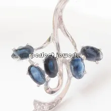 Сапфировая подвеска настоящая и подвеска из натурального сапфира 925 Серебряная подвеска с черным коженным ремешком 0.35ct* 5 шт драгоценных камней