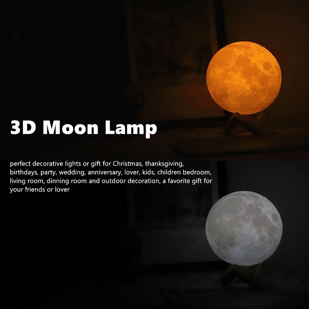 Лунный свет, 3D принт, лунный шар, лампа, 3D светящаяся луна, лампа с подставкой, Луна луна, ночник для дома, спальни, декор для детей