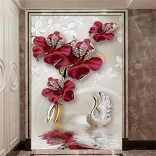 Wellyu пользовательские крупномасштабные обои 3D фотообои обои атмосфера Красивая Орхидея ювелирные изделия цветок вода узор обои фреска