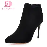DoraTasia 2018 Best Quality Large Sizes 33-43 Autumn Winter Ankle Boots Women Shoes Woman High Heels Woman Shoes Sexy Booties