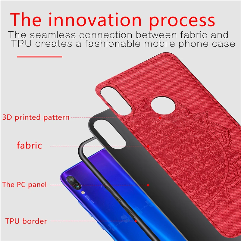 Хлопковый тканевый чехол для Xiaomi Redmi 7 магнитный силиконовый бампер телефона