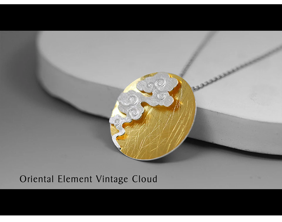 Lotus Fun Настоящее серебро 925 проба ювелирные украшения творческий дизайн Восточный элемент Винтаж облако круглый кулон без цепочки и ожерелья