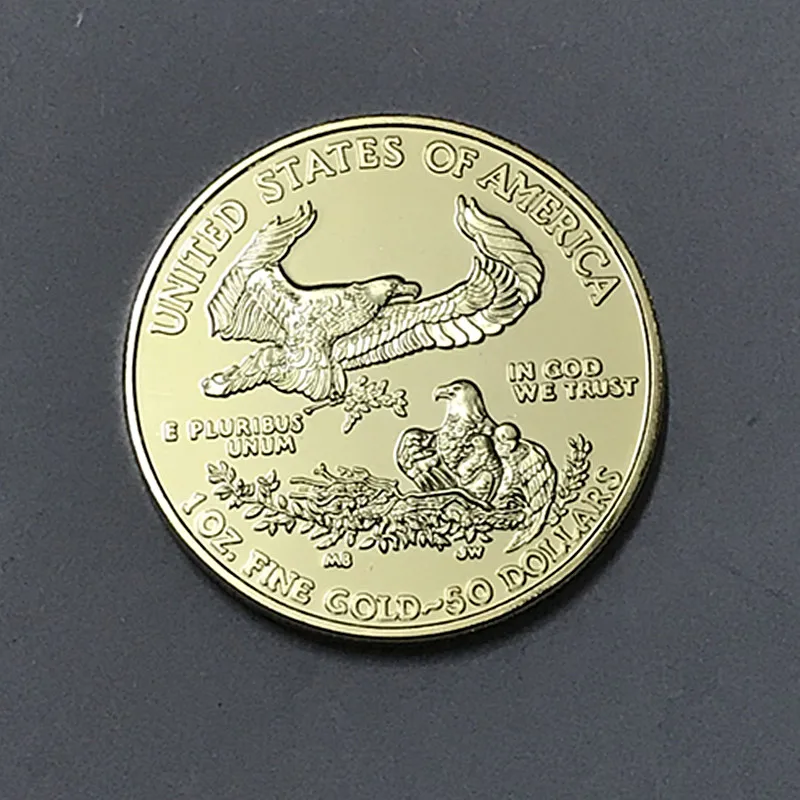 5 шт. не магнитные монеты свободы 24 к настоящий позолоченный Значок США Орел 32,6 мм сувенирная монета