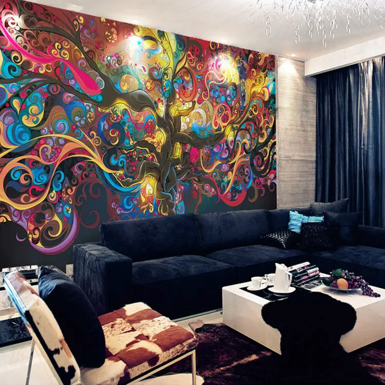 

Visual Stereo Picture Decoration Personality Abstract Life Tree Wallpaper Bedroom Living Room Wall Wallpaper Mural
