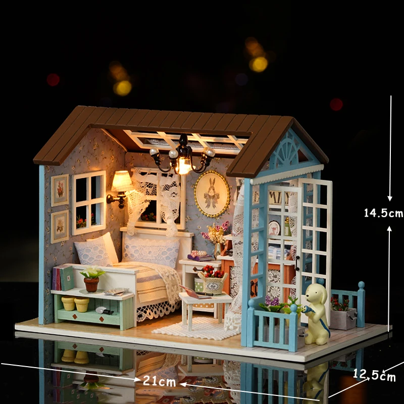 Симпатичные комнаты DIY деревянный дом Miniaturas с мебели DIY Миниатюрный Дом Кукольный домик игрушки для детей Рождество и день рождения Z07
