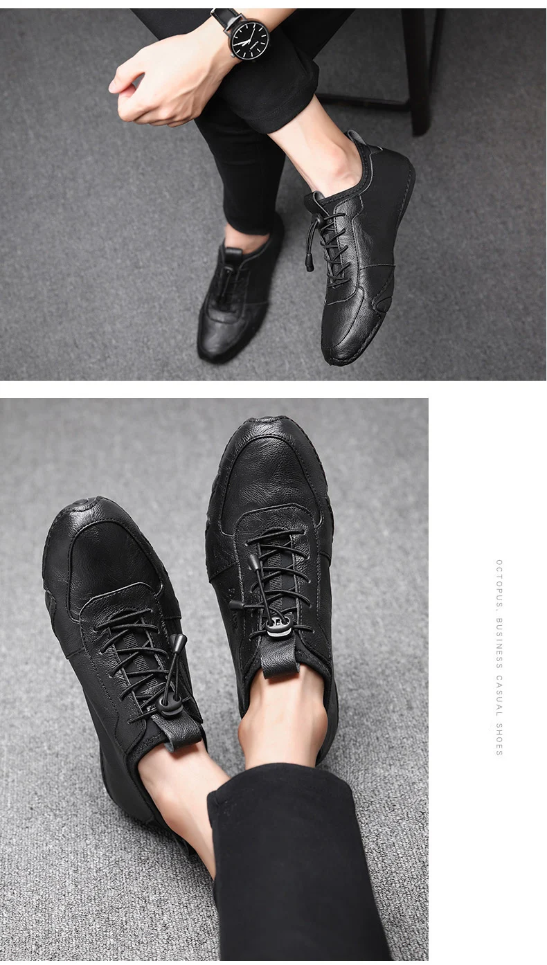 Высококачественная Мужская Повседневная обувь из натуральной кожи Удобные мужские кроссовки черные мужские туфли на плоской подошве обувь из мягкой кожи мужская обувь для вождения