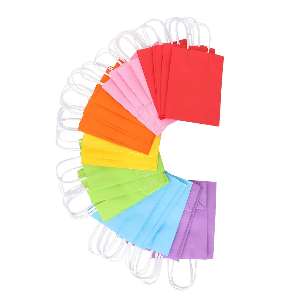 35 шт крафт-бумажные пакеты с ручкой для дня рождения, свадьбы, торжеств, подарков, аксессуаров, вечерние сумки 7 цветов