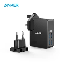 Anker 27 Вт 4-портовое настенное зарядное устройство USB порт питания 4 Lite со сменными вилками Великобритании и ЕС для iPhone Galaxy iPad htc huawei LG и т. Д