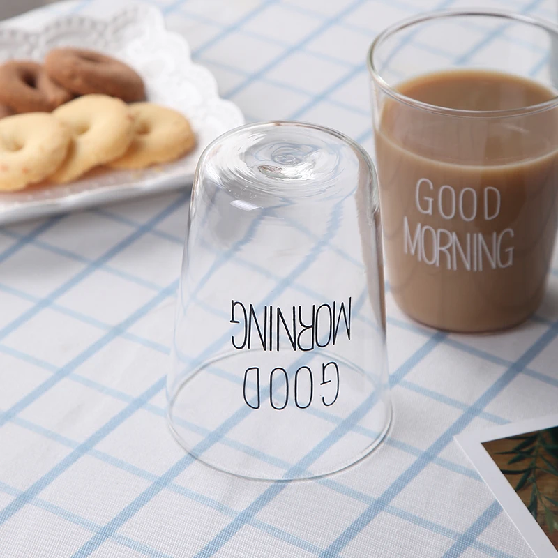 Good Morning Heat-resistant Glass Cup Beer Coffee Cup Set (5)