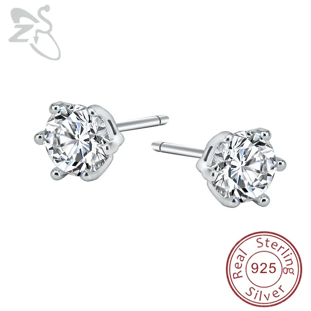3 6mm Small Ear Studs Cubic Zirconia Earrings For Women 925 Sterling 3 6mm Small Ear Studs Cubic Zirconia Earrings For Women 925 Sterling Silver Tiny Crystal
