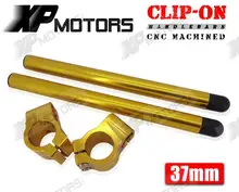 Gold 37mm Clipons Clip-On Handlebars For Kawasaki Ninja 250R EX250 2008 2009 2010 2011 2012 (7 Degree)