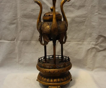 

Chinese Bronze Copper Decoration Three Crane Ruyi Palace Incense Burner Censer