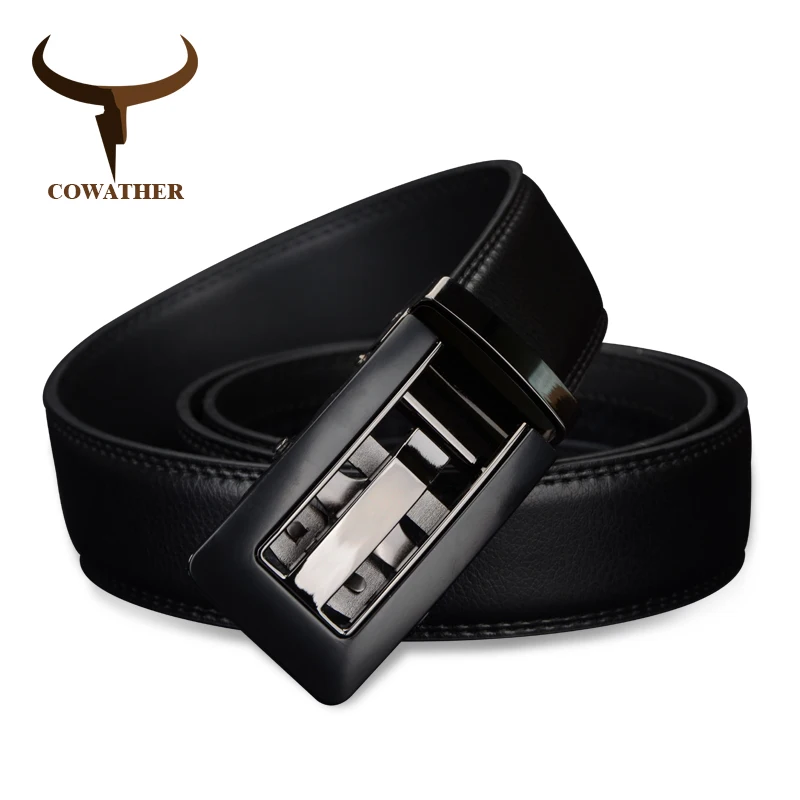 

COWATHER 2019 Automatic Buckle cow Genuine Leather men Belts strap for male Fashion casual Brand cinto masculino CZ024