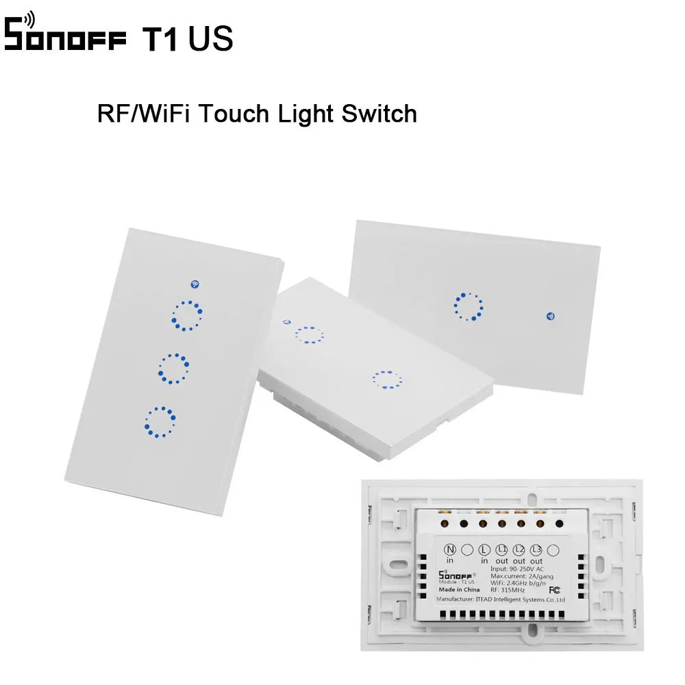 

New Sonoff US Standard 1 2 3 gang wall light app switch,touch control panel,wifi remote control via smart phone,work with Alexa