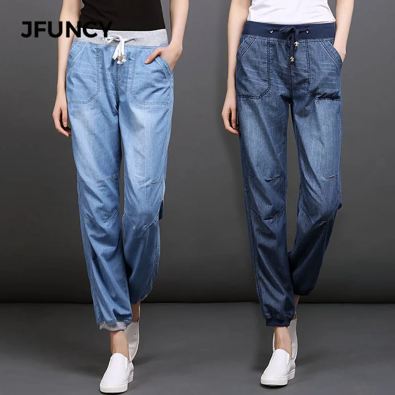JFUNCY свободные штаны шаровары для женщин джинсы для эластичный пояс джинсовые мотобрюки 2019 новые летние