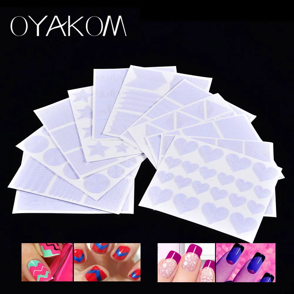 Oyakom 12 шт./компл. дизайн ногтей руководство советы полые Трафареты Стикеры